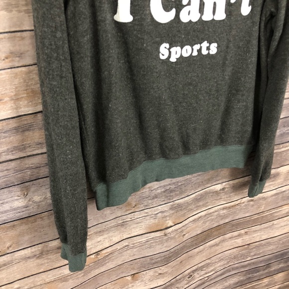 Wildfox Sorry I Can’t Sports gray green sweater - Picture 5 of 8